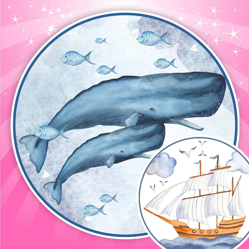 Tortenaufleger Natur 'Blaue Wale Illustration'