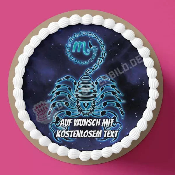 Motiv: Sternzeichen - SkorpionHochwertige und individuelle Tortenaufleger für jeden Anlass
Tortenaufleger Sternzeichen - Skorpion in 20cm Kreis
Unsere Tortenaufleger sind ein ideales Geschenk fürTortenbildDeintortenbildSternzeichen - Skorpion