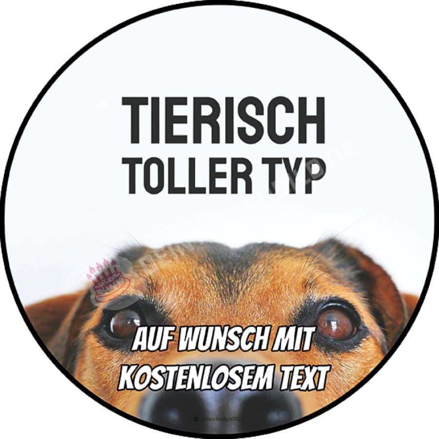 Motiv: Hundekopf mit Spruch - Hochwertige und individuelle Tortenaufleger für jeden Anlass
Tortenaufleger Hundekopf mit Spruch 20cm Kreis
Unsere Tortenaufleger sind ein ideales Geschenk für beso - Tortenbild - DeintortenbildHundekopf mit Spruch