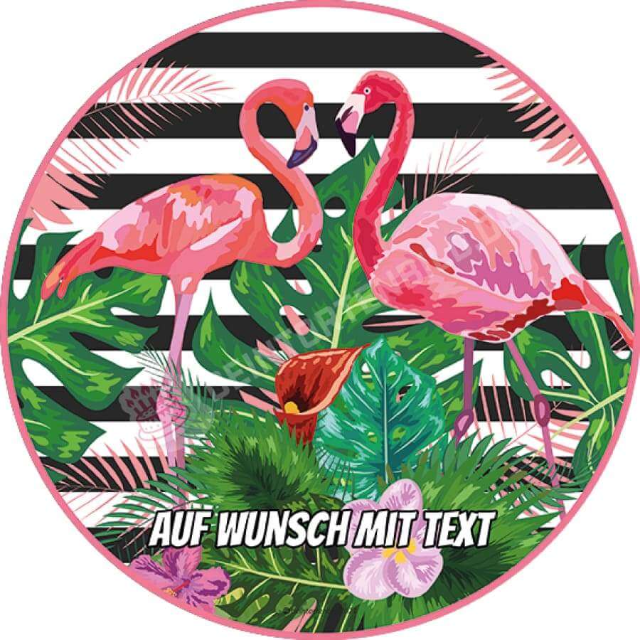 Motiv: Flamingos mit Streifenmuster - Hochwertige und individuelle Tortenaufleger für jeden Anlass
Tortenaufleger Flamingos mit Streifenmuster in 20cm Kreis
Unsere Tortenaufleger sind ein ideales Gesche - Tortenbild - DeintortenbildFlamingos mit Streifenmuster