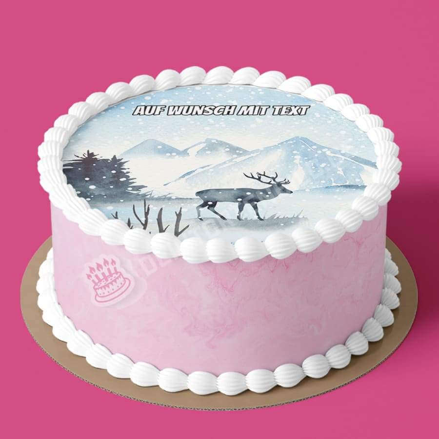 Motiv: Hirsch im Schnee - Hochwertige und individuelle Tortenaufleger für jeden Anlass
Tortenaufleger Hirsch im Schnee in 20cm Kreis
Unsere Tortenaufleger sind ein ideales Geschenk für besond - Tortenbild - DeintortenbildHirsch im Schnee