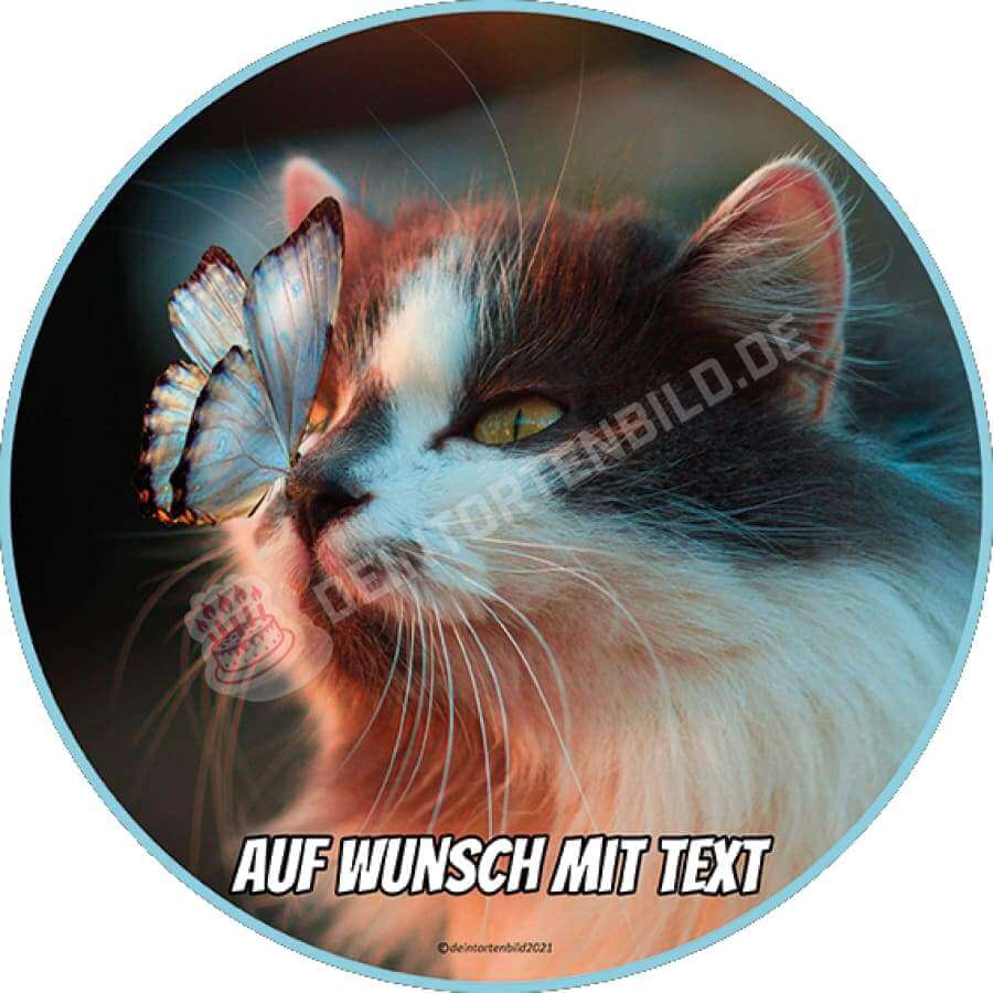 Motiv: Katze mit Schmetterling - Hochwertige und individuelle Tortenaufleger für jeden Anlass
Tortenaufleger Katze mit Schmetterling 20cm Kreis
Unsere Tortenaufleger sind ein ideales Geschenk für b - Tortenbild - DeintortenbildKatze mit Schmetterling