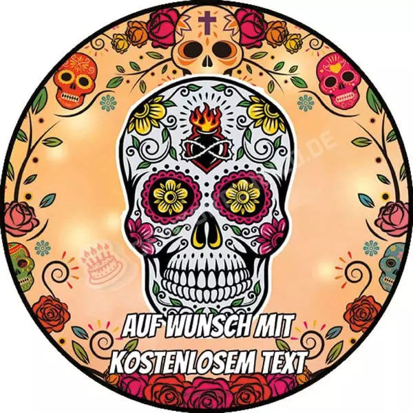 Motiv: Sugar Skull - Kleines Motiv - Hochwertige und individuelle Tortenaufleger für jeden Anlass
Tortenaufleger Sugar Skull - Kleines Motiv 20cm Kreis
Unsere Tortenaufleger sind ein ideales Geschenk f - Tortenbild - DeintortenbildSugar Skull - Kleines Motiv