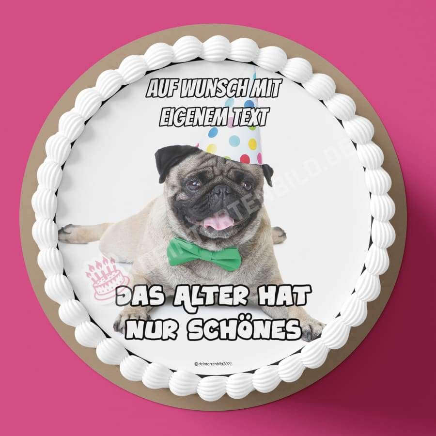 Motiv: Geburtstagsmops mit Spruch - Hochwertige und individuelle Tortenaufleger für jeden Anlass
Tortenaufleger Geburtstagsmops mit Spruch 20cm Kreis
Unsere Tortenaufleger sind ein ideales Geschenk fü - Tortenbild - DeintortenbildGeburtstagsmops mit Spruch