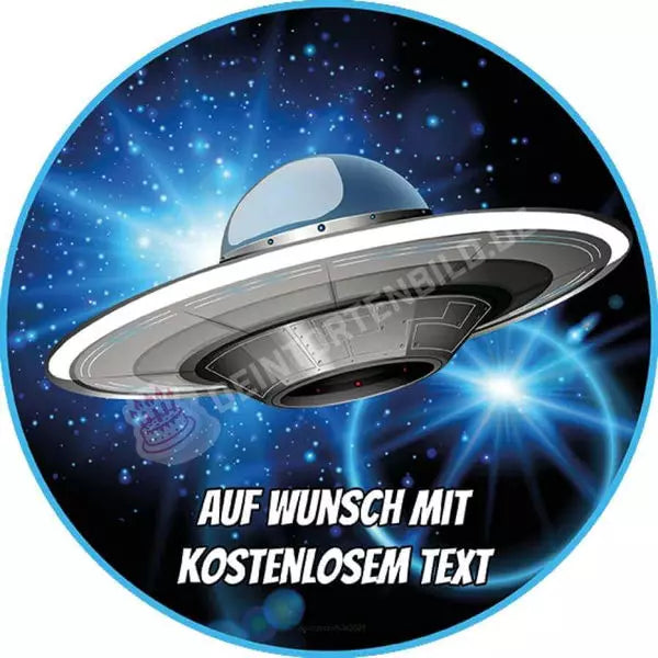 Motiv: UFO im Weltall - Hochwertige und individuelle Tortenaufleger für jeden Anlass
Tortenaufleger UFO im Weltall 20cm Kreis
Unsere Tortenaufleger sind ein ideales Geschenk für besondere - Tortenbild - DeintortenbildUFO im Weltall