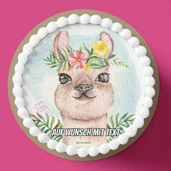 Motiv: Wasserfarben Lama - Hochwertige und individuelle Tortenaufleger für jeden Anlass
Tortenaufleger Wasserfarben Lama in 20cm Kreis
Unsere Tortenaufleger sind ein ideales Geschenk für beson - Tortenbild - DeintortenbildWasserfarben Lama