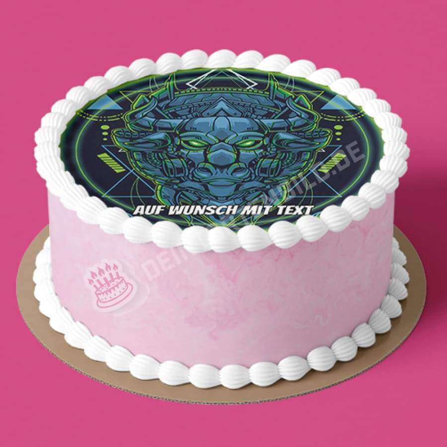 Motiv: Geometrisch leuchtend - Mechanischer Stier von Deintortenbild – Tortenaufleger, Tortenfoto, Tortenbild, personalisiert & individuell bei Deintortenbild.de