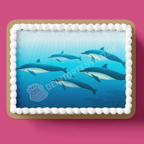 Rechteck Motiv: Delfine Unterwasser - Hochwertige und individuelle Tortenaufleger für jeden Anlass
Tortenaufleger Delfine Unterwasser in 26cm x 18cm Rechteck
Unsere Tortenaufleger sind ein ideales Gesche - Tortenbild - DeintortenbildRechteck Motiv