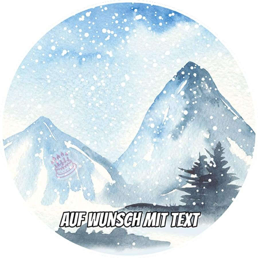 Motiv: Aquarell Berge mit Schnee - Hochwertige und individuelle Tortenaufleger für jeden Anlass
Tortenaufleger Aquarell Berge mit Schnee in 20cm Kreis
Dieser Tortenaufleger mit zwei Bergen und Schnee - Tortenbild - DeintortenbildAquarell Berge mit Schnee