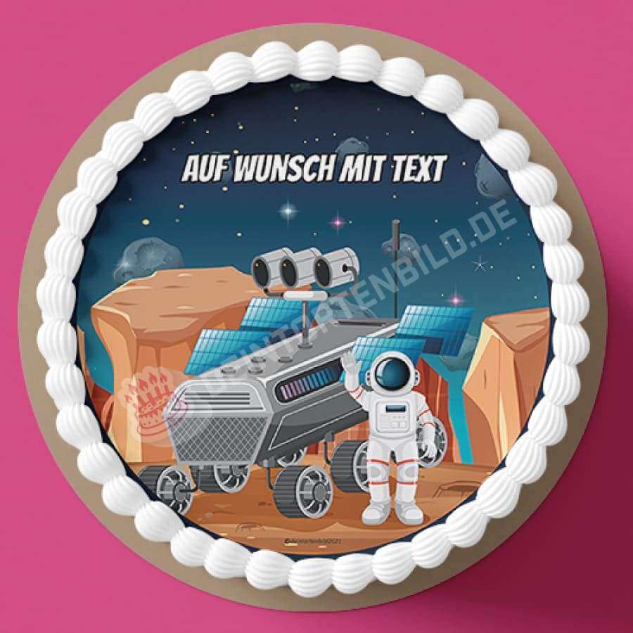 Motiv: Astronaut auf Mars - Hochwertige und individuelle Tortenaufleger für jeden Anlass
Tortenaufleger Astronaut auf Mars 20cm Kreis
Dieser Tortenaufleger mit einem Astronauten auf dem Mars - Tortenbild - DeintortenbildAstronaut auf Mars