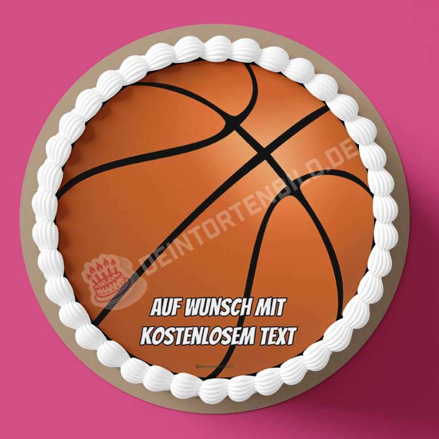 Motiv: Basketball - Hochwertige und individuelle Tortenaufleger für jeden Anlass
Tortenaufleger Basketball in 20cm Kreis
Dieser Tortenaufleger mit einem orangenen Basketball ist ein id - Tortenbild - DeintortenbildMotiv