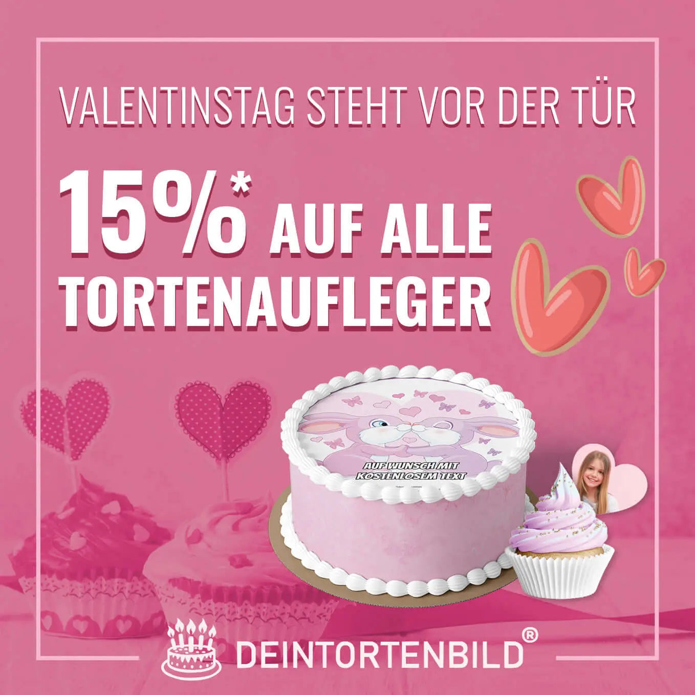 15% Rabatt auf Tortenaufleger bis Valentinstag – Jetzt personalisieren!