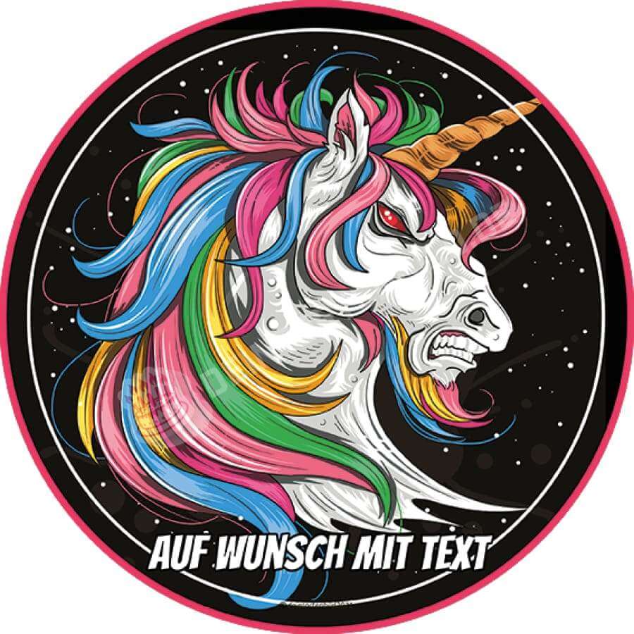 Motiv: Böses Einhorn von Deintortenbild – Tortenaufleger, Tortenfoto, Tortenbild, personalisiert & individuell bei Deintortenbild.de