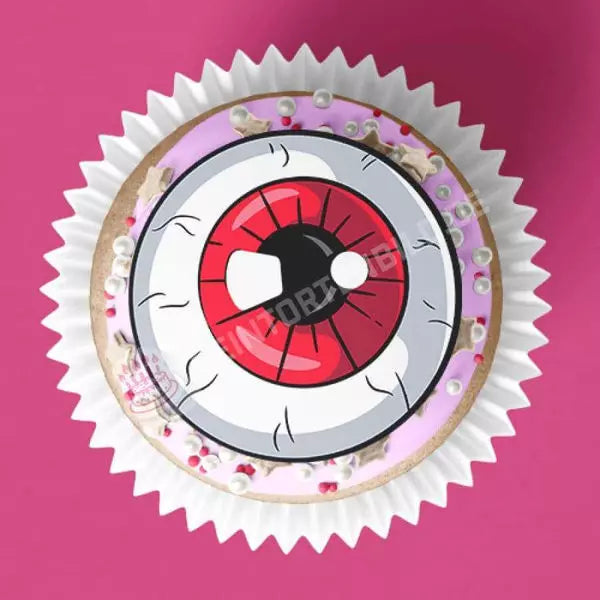 Muffinaufleger Motiv: Halloween Bunte Augen - Deintortenbild.de Tortenaufleger aus Esspapier: Oblatenpapier / 15 Stück  x 5cm, Oblatenpapier / 24 Stück x 4cm, Zuckerpapier / 15 Stück  x 5cm, Zuckerpapier / 24 Stück x 4cm, Fondantpapier / 15 Stück  x 5cm, Fondantpapier / 24 Stück x 4cm