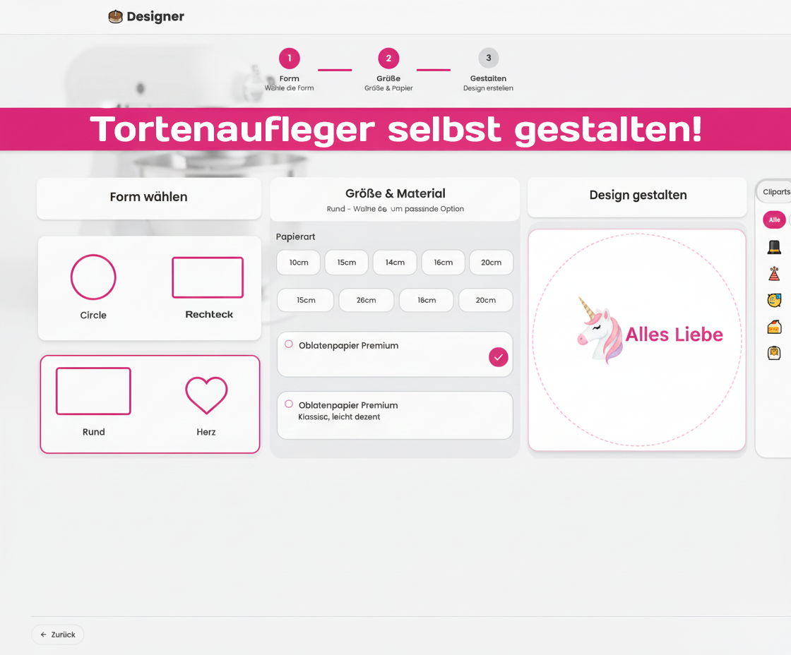 Tortenaufleger selbst gestalten 🎂📸 – verschiedene Größen & Formen wählbar