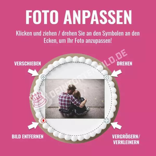 Individuelle Tortenaufleger Herz mit FotoHochwertige und individuelle Tortenaufleger in Herzform für jeden Anlass
Unsere Tortenaufleger mit eigenem Foto sind ein ideales Geschenk für besondere Menschen und Online-DesignerDeintortenbildIndividuelle Tortenaufleger Herz mit Foto