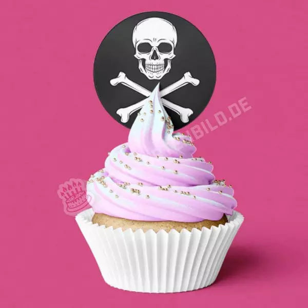 Muffinaufleger Motiv: Piraten Schädel - Deintortenbild.de Tortenaufleger aus Esspapier: Oblatenpapier / 15 Stück x 5cm, Oblatenpapier / 24 Stück x 4cm, Zuckerpapier / 15 Stück x 5cm, Zuckerpapier / 24 Stück x 4cm, Fondantpapier / 15 Stück x 5cm, Fondantpapier / 24 Stück x 4cm