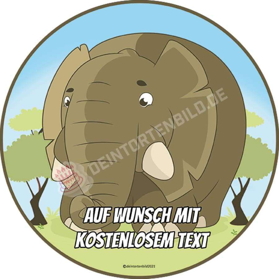 Motiv: Cartoon Elefant - Hochwertige und individuelle Tortenaufleger für jeden Anlass
Tortenaufleger Cartoon Elefant in 20cm Kreis 
Unsere Tortenaufleger sind ein ideales Geschenk für besond - Tortenbild - DeintortenbildCartoon Elefant