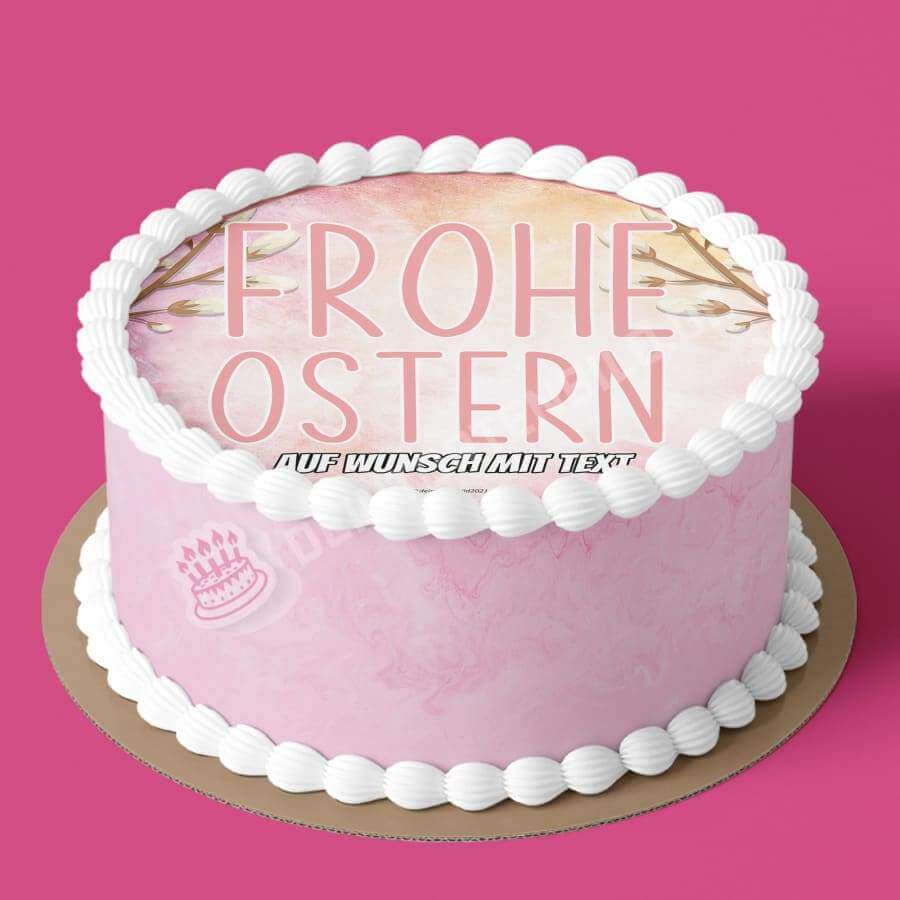 Motiv: Frohe Ostern Schriftzug - Hochwertige und individuelle Tortenaufleger für jeden Anlass
Tortenaufleger Frohe Ostern 20cm Kreis 
Unsere Tortenaufleger sind ein ideales Geschenk für besondere Me - Tortenbild - DeintortenbildFrohe Ostern Schriftzug