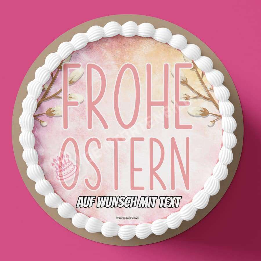 Motiv: Frohe Ostern Schriftzug - Hochwertige und individuelle Tortenaufleger für jeden Anlass
Tortenaufleger Frohe Ostern 20cm Kreis 
Unsere Tortenaufleger sind ein ideales Geschenk für besondere Me - Tortenbild - DeintortenbildFrohe Ostern Schriftzug