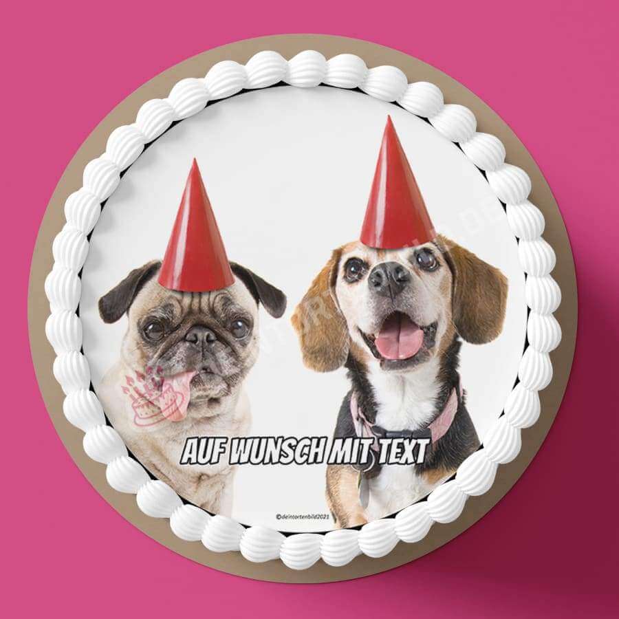 Motiv: Geburtstags Party Hunde - Hochwertige und individuelle Tortenaufleger für jeden Anlass
Tortenaufleger Geburtstags Party Hunde in 20cm Kreis 
Unsere Tortenaufleger sind ein ideales Geschenk fü - Tortenbild - DeintortenbildGeburtstags Party Hunde