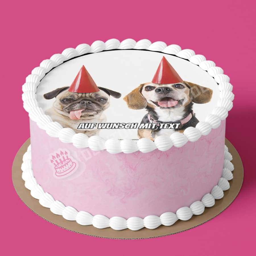 Motiv: Geburtstags Party Hunde - Hochwertige und individuelle Tortenaufleger für jeden Anlass
Tortenaufleger Geburtstags Party Hunde in 20cm Kreis 
Unsere Tortenaufleger sind ein ideales Geschenk fü - Tortenbild - DeintortenbildGeburtstags Party Hunde