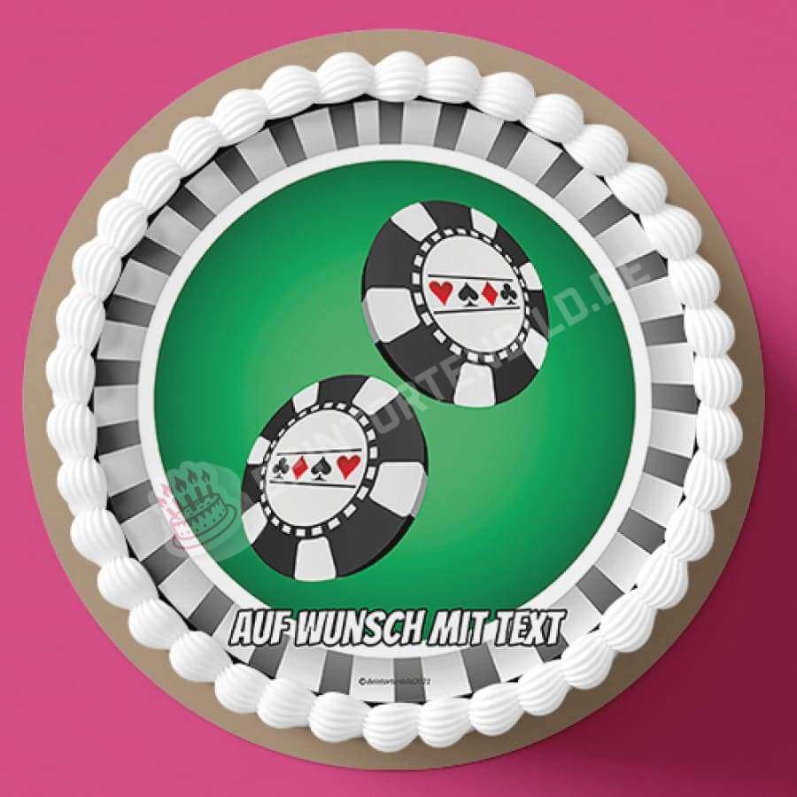 Motiv: Casino Poker Chips - Hochwertige und individuelle Tortenaufleger für jeden Anlass
Tortenaufleger Casino Poker Chips in 20cm Kreis 
Unsere Tortenaufleger sind ein ideales Geschenk für bes - Tortenbild - DeintortenbildCasino Poker Chips