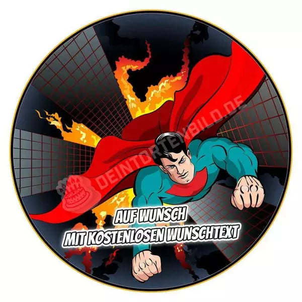 Motiv: Superman HeroHochwertige und individuelle Tortenaufleger für jeden Anlass
Tortenaufleger Superman Hero in 20cm Kreis
Unsere Tortenaufleger sind ein ideales Geschenk für besondereTortenbildDeintortenbildSuperman Hero