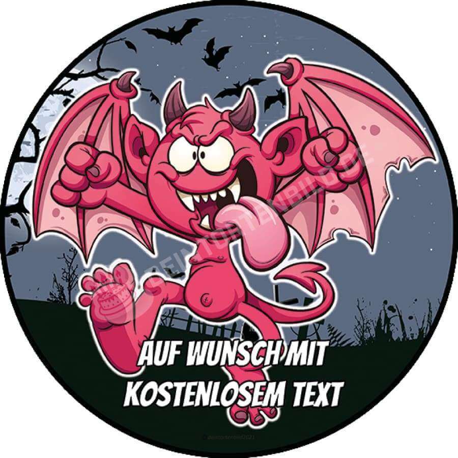 Motiv: Halloween - Cartoon Dämon - Hochwertige und individuelle Tortenaufleger für jeden Anlass
Tortenaufleger Halloween - Cartoon Dämon in 20cm Kreis 
Unsere Tortenaufleger sind ein ideales Geschenk  - Tortenbild - DeintortenbildHalloween - Cartoon