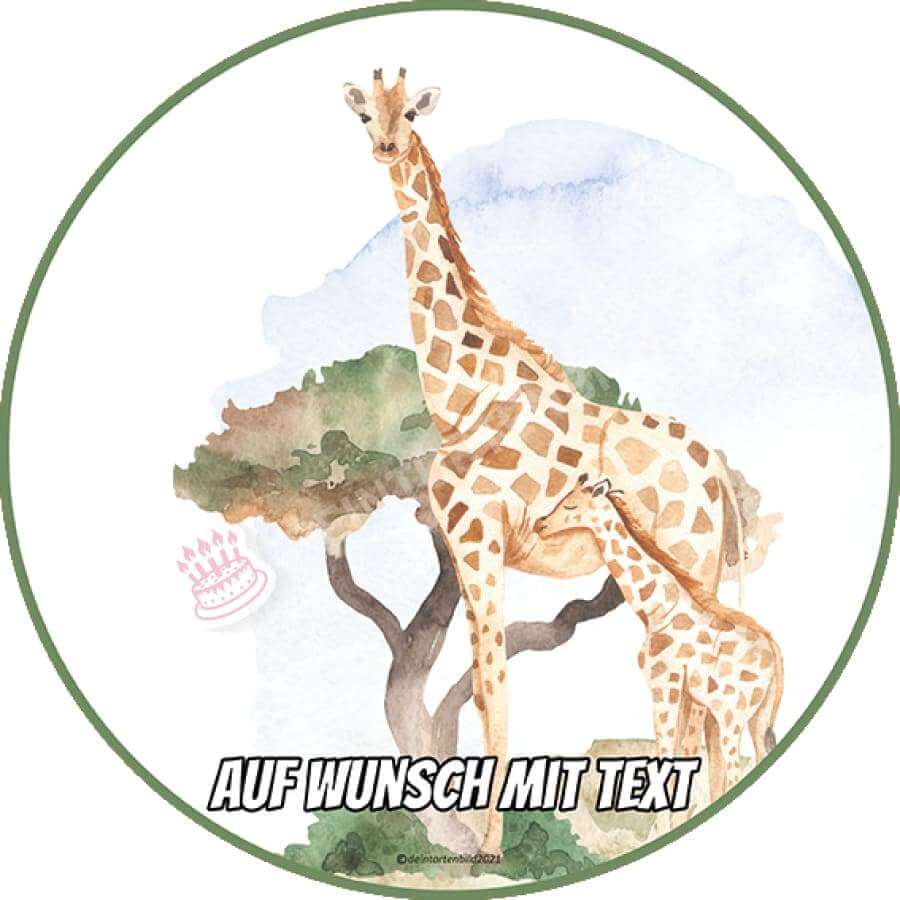 Motiv: Muttertag - Giraffen - Hochwertige und individuelle Tortenaufleger für jeden Anlass
Tortenaufleger Muttertag - Giraffen 20cm Kreis 
Unsere Tortenaufleger sind ein ideales Geschenk für beso - Tortenbild - DeintortenbildMuttertag - Giraffen