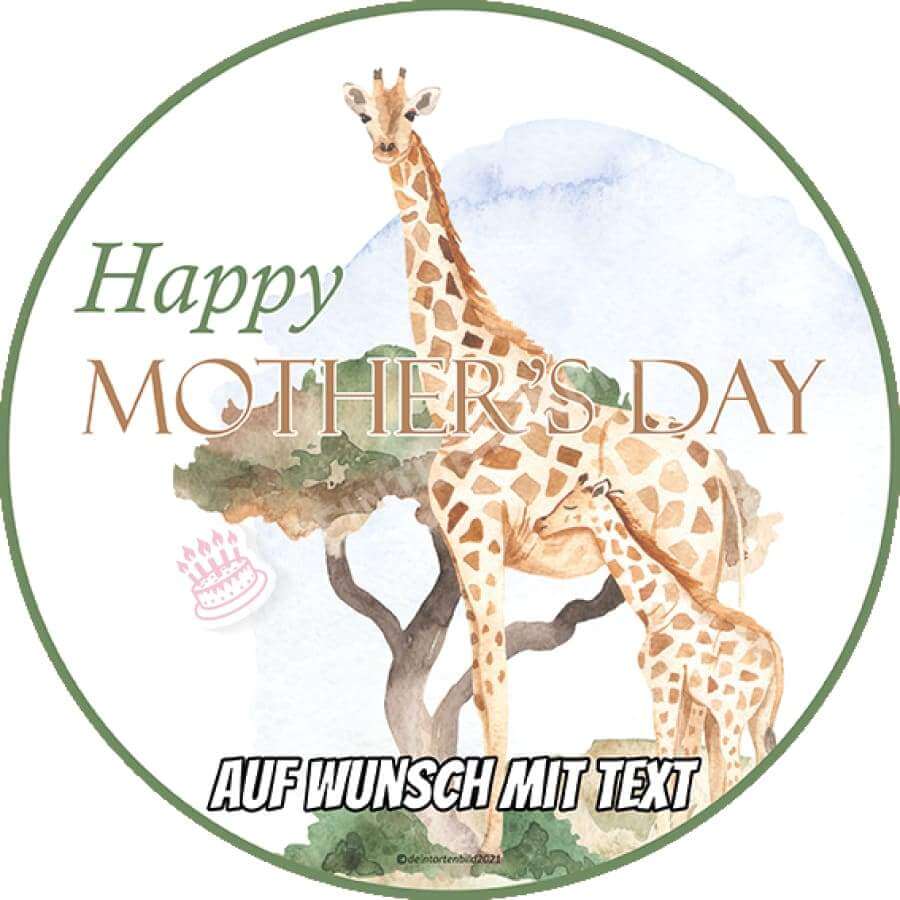 Motiv: Muttertag - Giraffen - Hochwertige und individuelle Tortenaufleger für jeden Anlass
Tortenaufleger Muttertag - Giraffen 20cm Kreis 
Unsere Tortenaufleger sind ein ideales Geschenk für beso - Tortenbild - DeintortenbildMuttertag - Giraffen