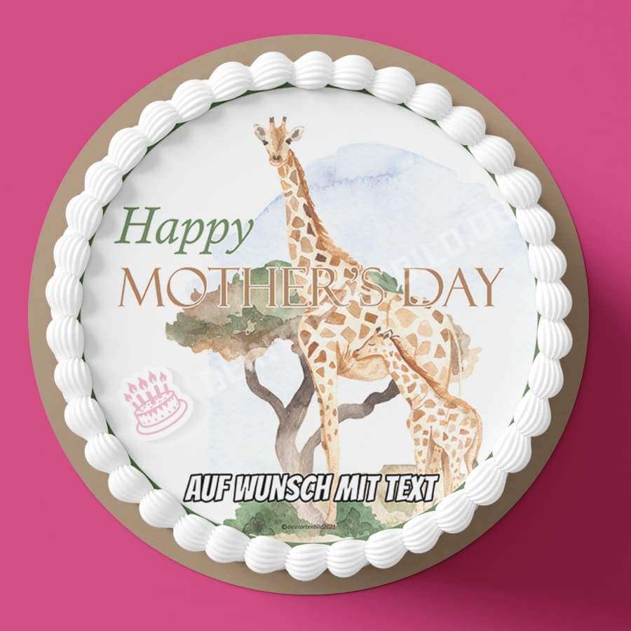 Motiv: Muttertag - Giraffen - Hochwertige und individuelle Tortenaufleger für jeden Anlass
Tortenaufleger Muttertag - Giraffen 20cm Kreis 
Unsere Tortenaufleger sind ein ideales Geschenk für beso - Tortenbild - DeintortenbildMuttertag - Giraffen