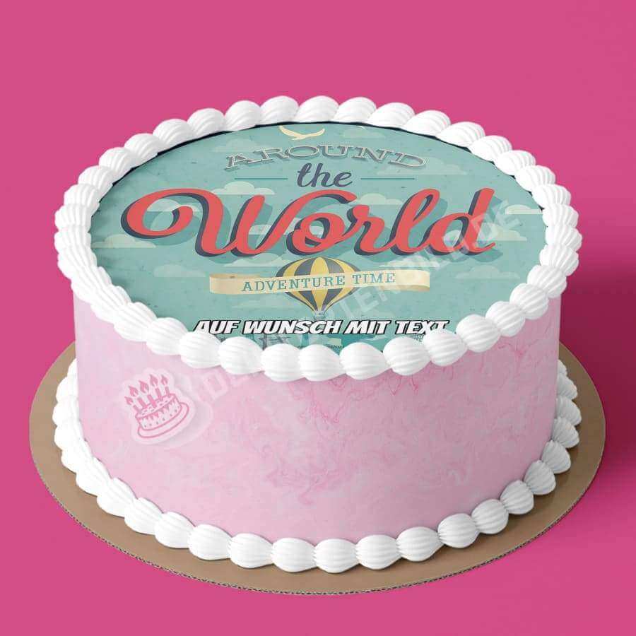 Motiv: Reisen - "Around the world" - Deintortenbild.de Tortenaufleger aus Esspapier: Oblatenpapier, Zuckerpapier, Fondantpapier