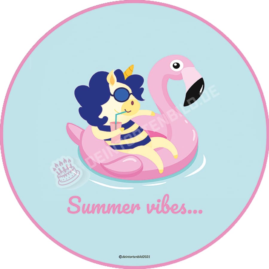 Motiv: Einhorn im Pool - Hochwertige und individuelle Tortenaufleger für jeden Anlass
Tortenaufleger Einhorn im Pool 20cm Kreis 
Unsere Tortenaufleger sind ein ideales Geschenk für besondere - Tortenbild - DeintortenbildEinhorn im Pool