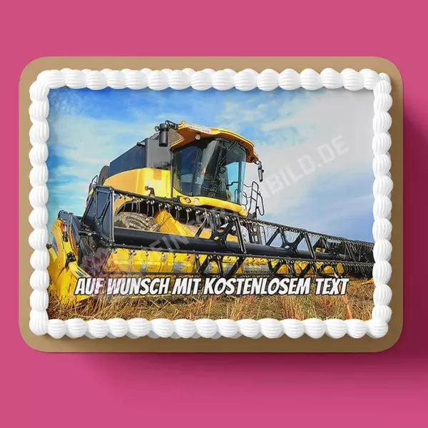 Rechteck Motiv: Mähdrescher - Deintortenbild.de Tortenaufleger aus Esspapier: Oblatenpapier, Zuckerpapier, Fondantpapier