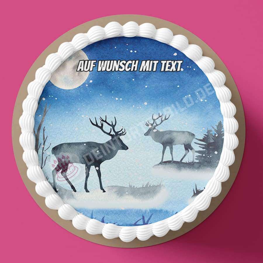 Motiv: Hirsche bei Nacht - Hochwertige und individuelle Tortenaufleger für jeden Anlass
Tortenaufleger Hirsche bei Nacht in 20cm Kreis
Unsere Tortenaufleger sind ein ideales Geschenk für beson - Tortenbild - DeintortenbildHirsche bei Nacht