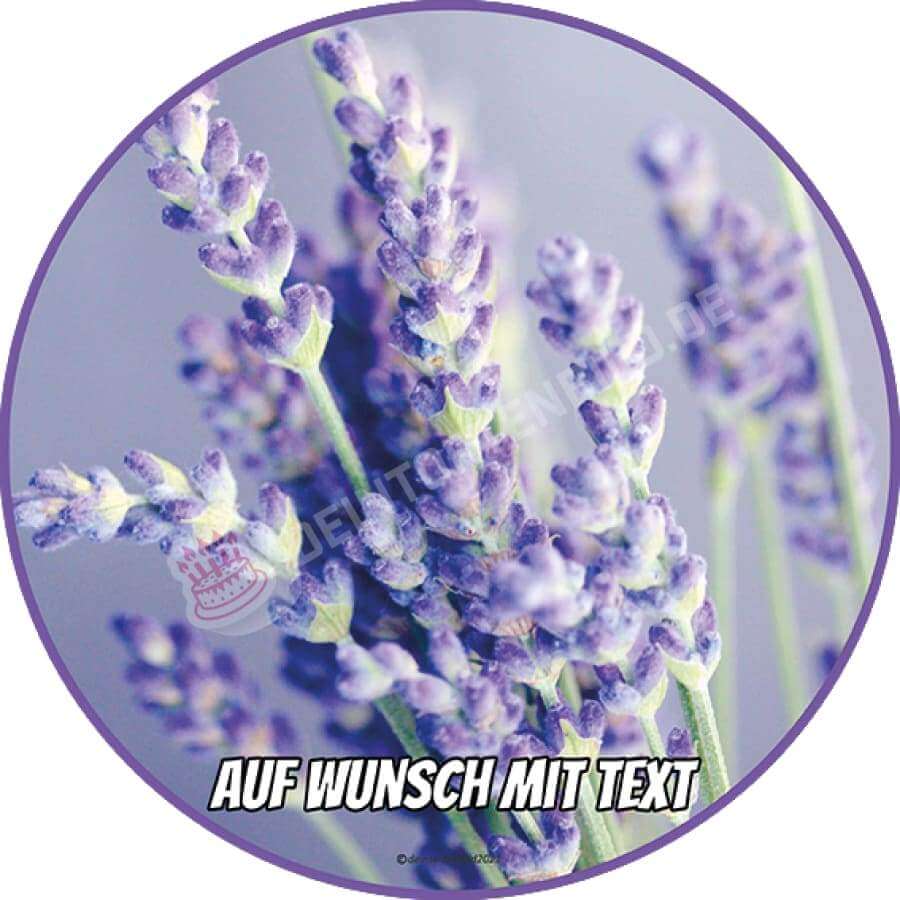 Motiv: Lavendel - Hochwertige und individuelle Tortenaufleger für jeden Anlass
Tortenaufleger Lavendel in 20cm Kreis 
Unsere Tortenaufleger sind ein ideales Geschenk für besondere Men - Tortenbild - DeintortenbildMotiv