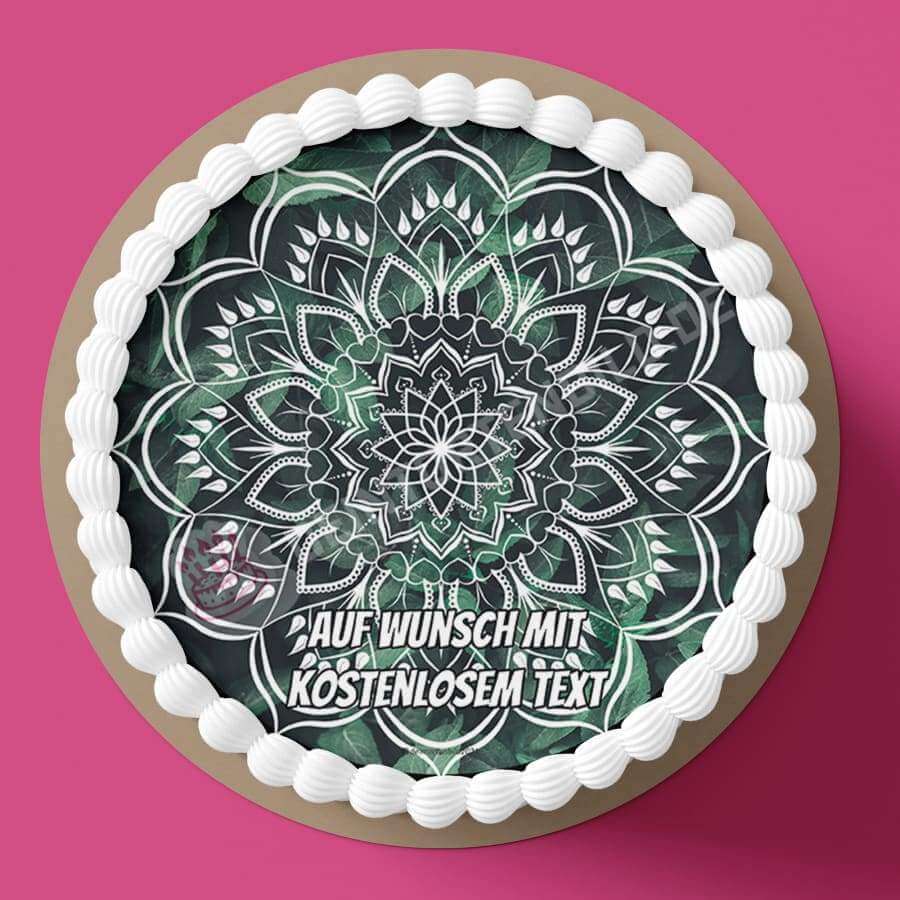 Motiv: Mandala Blätter Hintergrund - Deintortenbild.de Tortenaufleger aus Esspapier: Oblatenpapier, Zuckerpapier, Fondantpapier