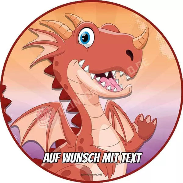 Motiv: Roter Drache - Hochwertige und individuelle Tortenaufleger für jeden Anlass
Tortenaufleger Roter Drache in 20cm Kreis 
Unsere Tortenaufleger sind ein ideales Geschenk für besondere - Tortenbild - DeintortenbildRoter Drache