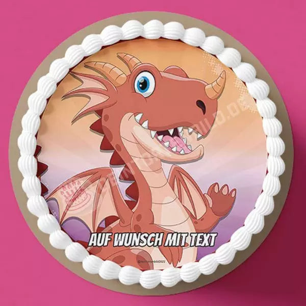 Motiv: Roter Drache - Hochwertige und individuelle Tortenaufleger für jeden Anlass
Tortenaufleger Roter Drache in 20cm Kreis 
Unsere Tortenaufleger sind ein ideales Geschenk für besondere - Tortenbild - DeintortenbildRoter Drache