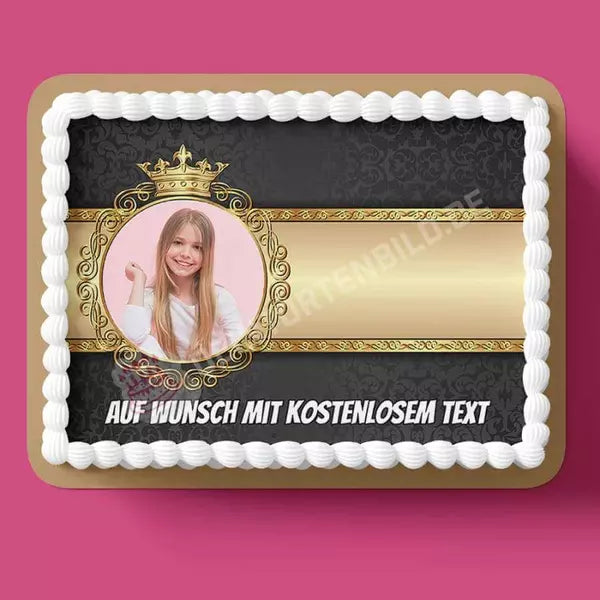 Rechteck Fotomotiv: Royales Banner mit Krone - Deintortenbild.de Tortenaufleger aus Esspapier: Oblatenpapier, Zuckerpapier, Fondantpapier