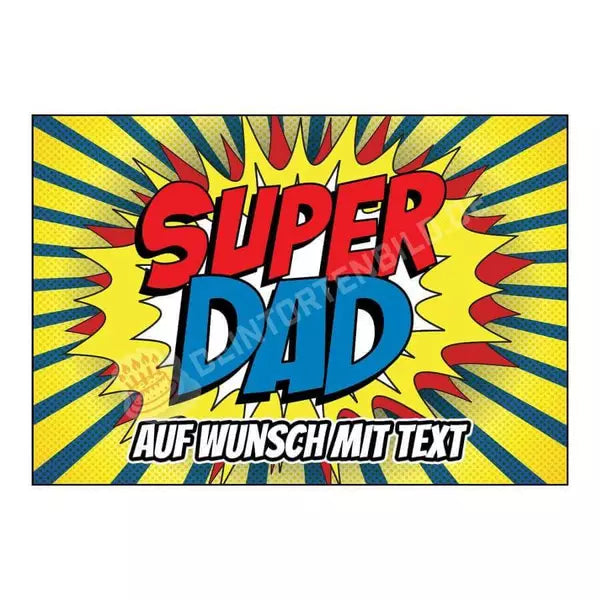 Rechteck Motiv: super Dad VaterHochwertige und individuelle Tortenaufleger für jeden Anlass
Tortenaufleger Superdad in 26cm x 18cm Rechteck
Unsere Tortenaufleger sind ein ideales Geschenk für besoA4 TortenbilderDeintortenbildsuper Dad Vater