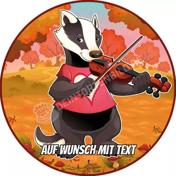 Motiv: Tierkonzert - Dachs Geige - Hochwertige und individuelle Tortenaufleger für jeden Anlass
Tortenaufleger Tierkonzert - Dachs Geige 20cm Kreis 
Unsere Tortenaufleger sind ein ideales Geschenk für - Tortenbild - DeintortenbildTierkonzert - Dachs Geige