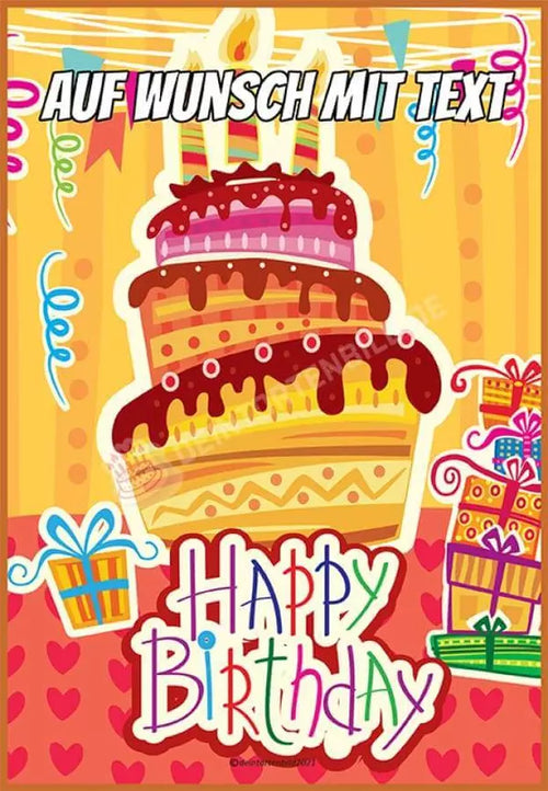 Rechteck Motiv: Geburtstag - Happy Birthday - Deintortenbild.de Tortenaufleger aus Esspapier: Oblatenpapier, Zuckerpapier, Fondantpapier