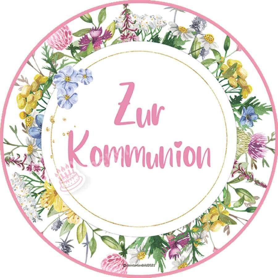 Motiv: Elegant Mit Spruch Zum Auswählen Oblatenpapier / Zur Kommunion Pink Tortenbild