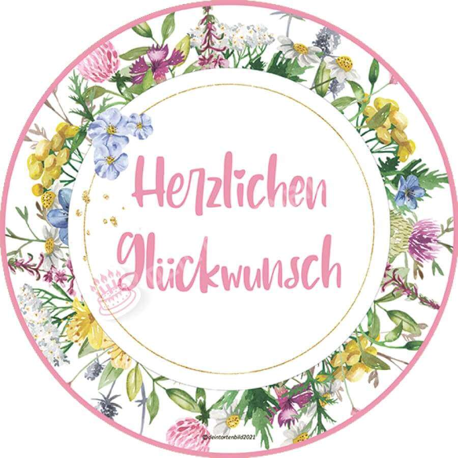 Motiv: Elegant Mit Spruch Zum Auswählen Oblatenpapier / Herzlichen Glückwunsch Pink Tortenbild