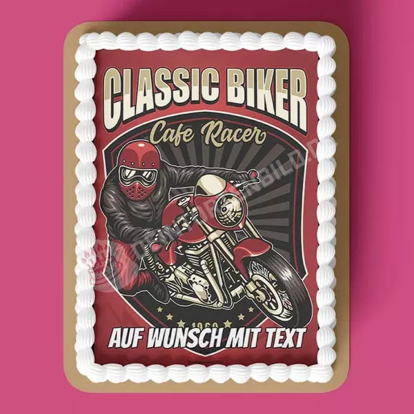 Rechteck Motiv: Classic Biker - Deintortenbild.de Tortenaufleger aus Esspapier: Oblatenpapier, Zuckerpapier, Fondantpapier