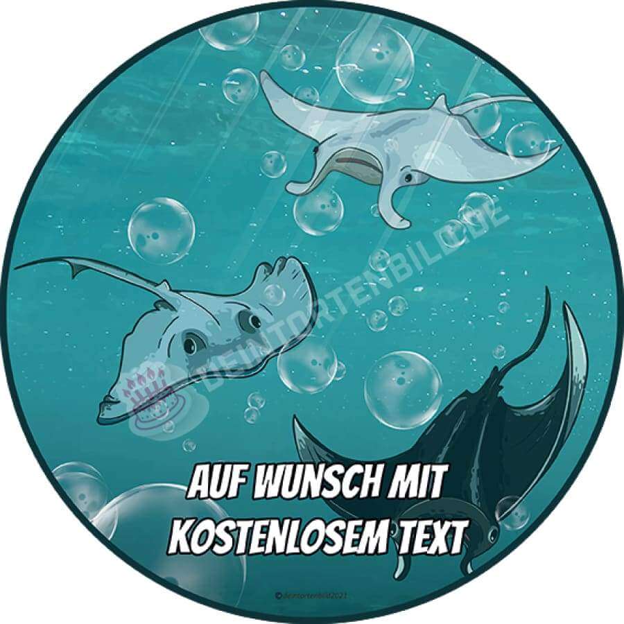 Motiv: Rochen unter Wasser - Hochwertige und individuelle Tortenaufleger für jeden Anlass
Tortenaufleger Rochen unter Wasser 20cm Kreis 
Unsere Tortenaufleger sind ein ideales Geschenk für beson - Tortenbild - DeintortenbildRochen unter Wasser