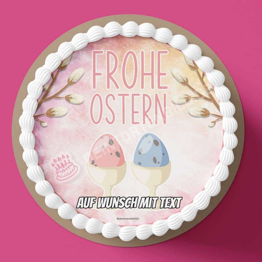 Motiv: Frohe Ostern - Zwei Ostereier - Hochwertige und individuelle Tortenaufleger für jeden Anlass
Tortenaufleger Frohe Ostern - Zwei Ostereier 20cm Kreis 
Unsere Tortenaufleger sind ein ideales Geschenk - Tortenbild - DeintortenbildFrohe Ostern - Zwei Ostereier