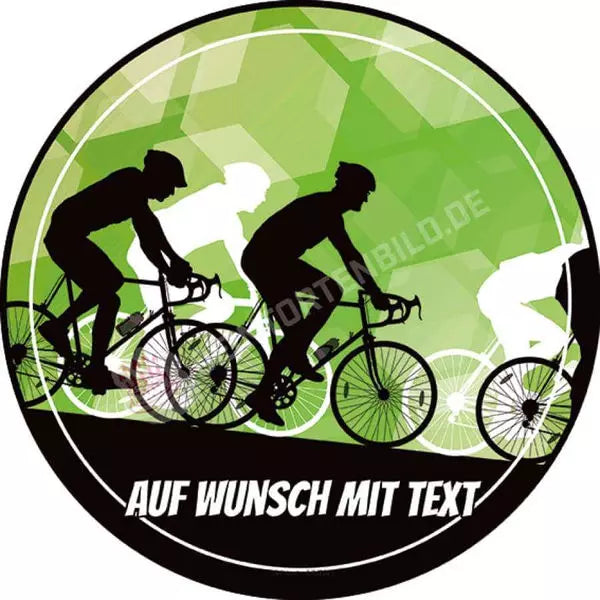 Motiv: Sportliche Fahrräder - Deintortenbild.de Tortenaufleger aus Esspapier: Oblatenpapier / Orange, Oblatenpapier / Green, Oblatenpapier / Pink, Oblatenpapier / Blue, Zuckerpapier / Orange, Zuckerpapier / Green, Zuckerpapier / Pink, Zuckerpapier / Blue, Fondantpapier / Orange, Fondantpapier / Green